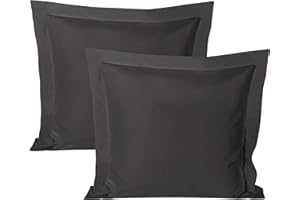 BEDSUM 2 Pcs Microfiber European Pillow Shams, Super Soft and Fade, Wrinkle Resistant Bed Square Throw Pillow Covers with Envelope Closure,26x26 Inches, Dark Grey
