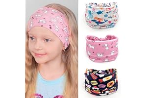 Bohend Girls Headbands Wide Knotted Hair Bands 3Pcs Non Slip Elastic Cute Head Bands Workout Yoga Sweatband Hair Accessories for Girls and Kids (B)