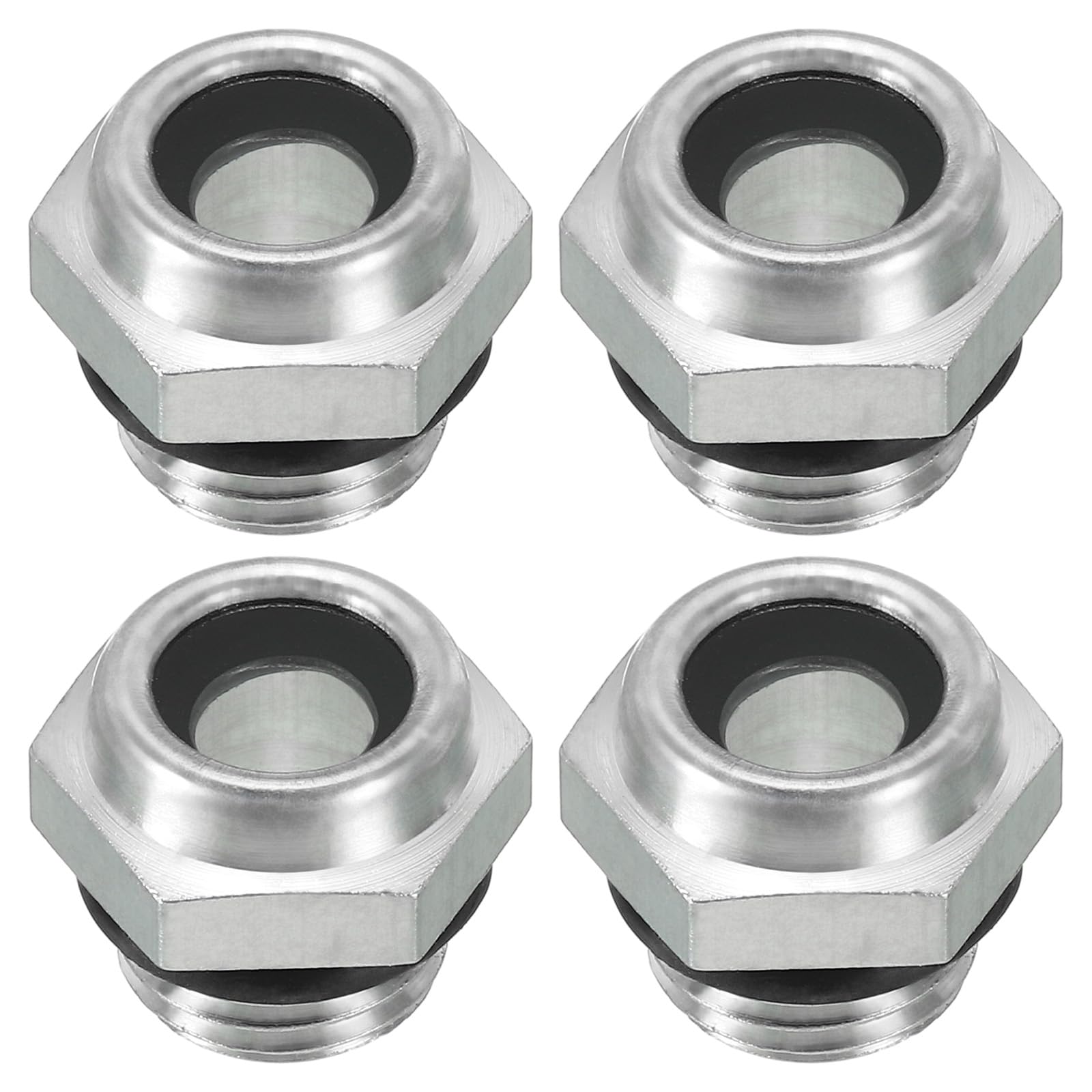 PATIKIL Air Compressor Oil Sight Glass, 4 Pack G 1/4" Male Thread Aluminum Alloy Oil Liquid Level Gauge Air Compressor Parts with O-Ring