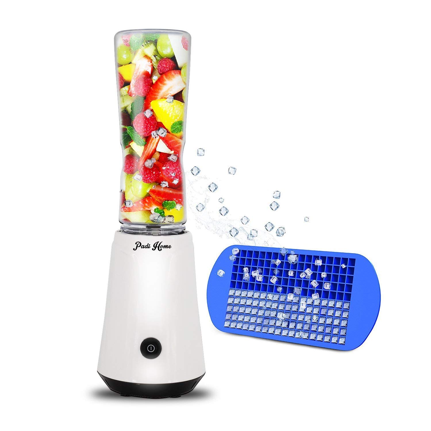 Padi Home Minibatidora, Rápido y Sano Mini batidora, Complemento Cocina, 300 W, Libre de BPA, 1 Vasos de 600 ML, Ideal para los Batidos Post entreno, Color- Blanco