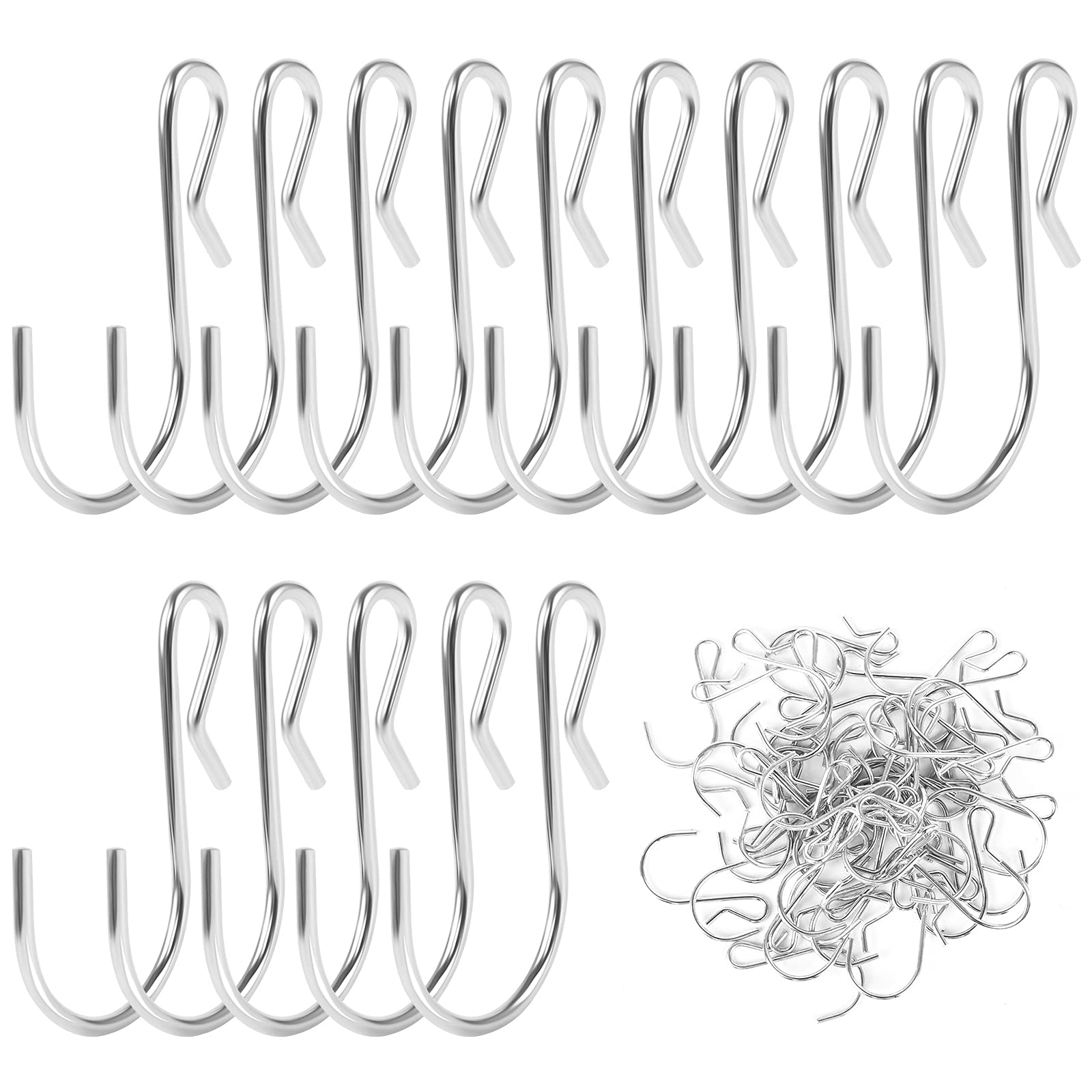 Haisheng 50PCS S Hooks Heavy Duty, Metal Hanging Hooks Small Multi-Purpose for Kitchen Bedroom Bathroom Office(Silver)