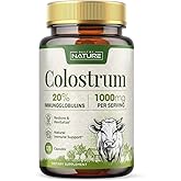 Built by Nature Colostrum Supplement, 120 Capsules - 1000mg Grass Fed Bovine Colostrum Powder from First Milkings, 20% IgG Immunoglobulins – Gut Health, Immune Support, Hair & Skin Wellness