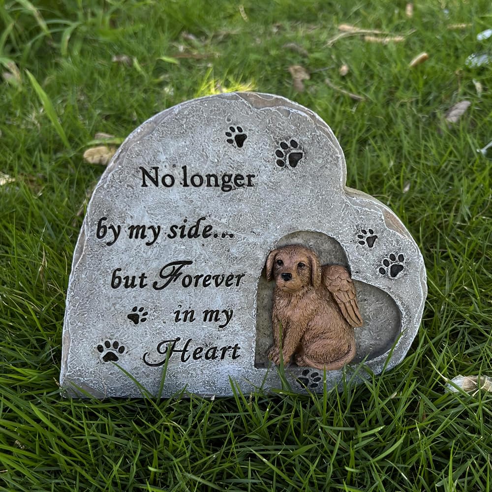 Meyas Pet Tombstone Dog Memorial Stone,Dog Memorials Funerary Paw Print Pet Memorial Stone,Pet Dog Garden Stones Cemetery Grave Markers Headstones,Outdoor Indoor Pet Dog Memorial Stone Pet Loss Gift
