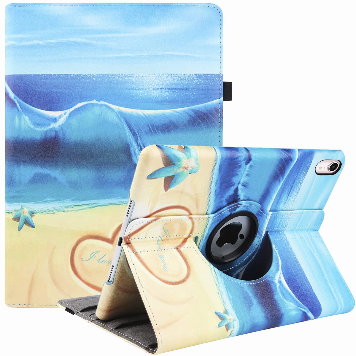 Case for iPad Mini 6 Gen (8.3" 2021) - 360 Degree Rotating Multi-Angle Viewing Folio Stand Cases with Auto Sleep/Wake (Ocean Love)