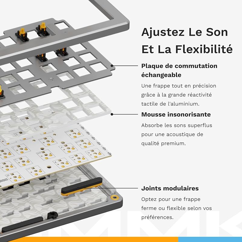 Gaming GMMK 3 Pro HE Barebones : Clavier réactif, Effet Hall, Polling 8K, Corps alu et Joints modulaires, Prise en Charge des switches MX mécaniques et magnétiques, TKL 75%, ANSI - Argenté