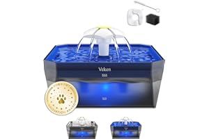 Veken Award-Winning Small Pet-Friendly Cat Water Fountain with Quiet Pump, Easy to Clean & Assemble, 50oz Mini Pet Water Dispenser Gifts for Cats, Dogs and Small Animals, Blue