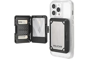 CASE-MATE Pelican Magnetic Wallet for iPhone [Card Holder] [RFID Blocking] MIL-STD Snap-on MagSafe Wallet -Detachable Hard Magnetic Phone Wallet for iPhone 15 Pro Max/14 Pro Max/13 Pro Max/12 - Brushed Titanium