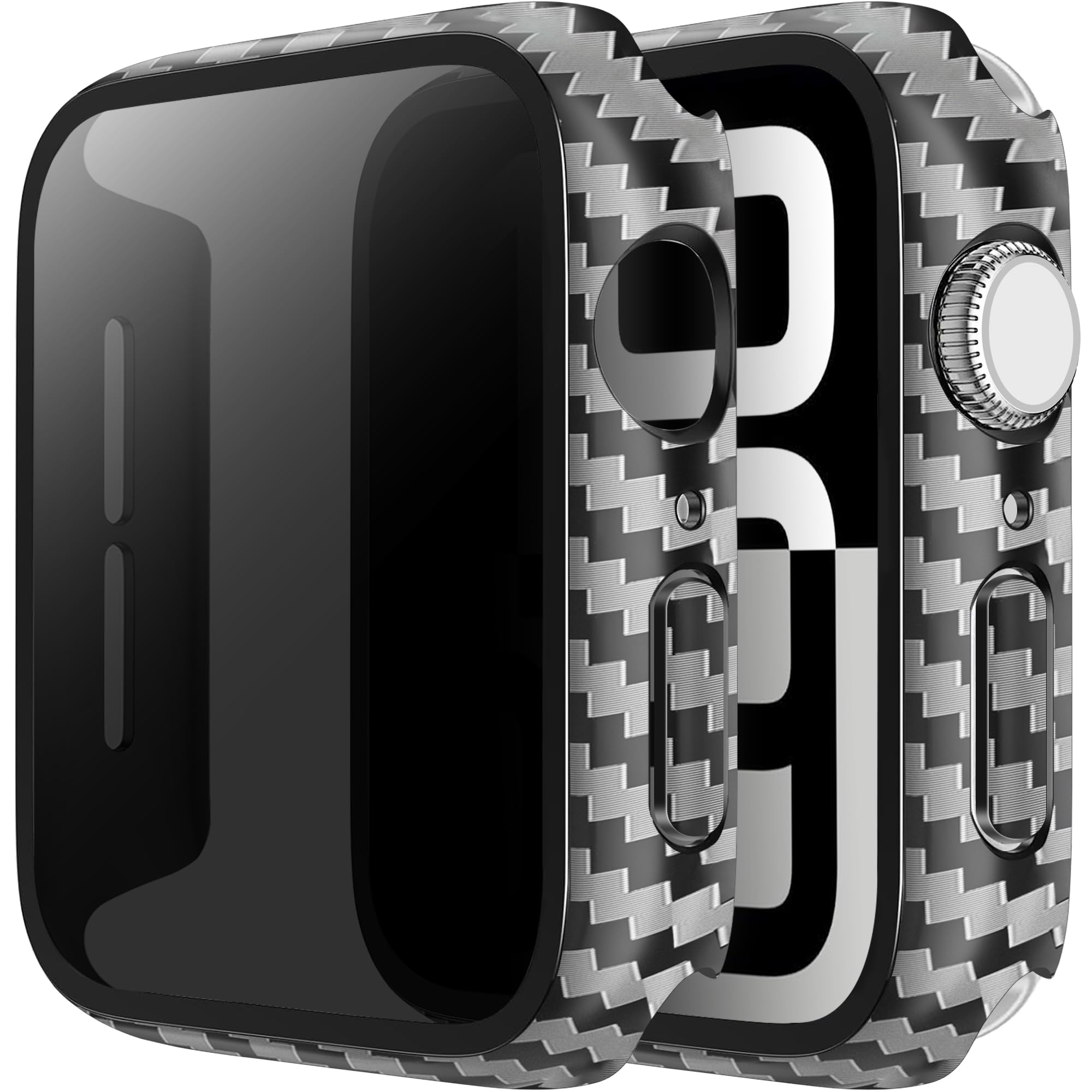 LINTEKER 2 Pack for Apple Watch 46mm Case with Privacy Screen Protector, [Anti-Peeping] Ultra-Thin Protective Cover for Apple Watch Series 11 (2025) / Series 10 46mm, Carbon Fiber