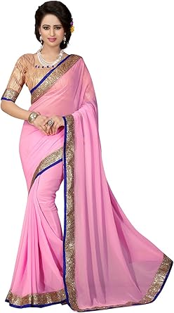 party wear pink saree