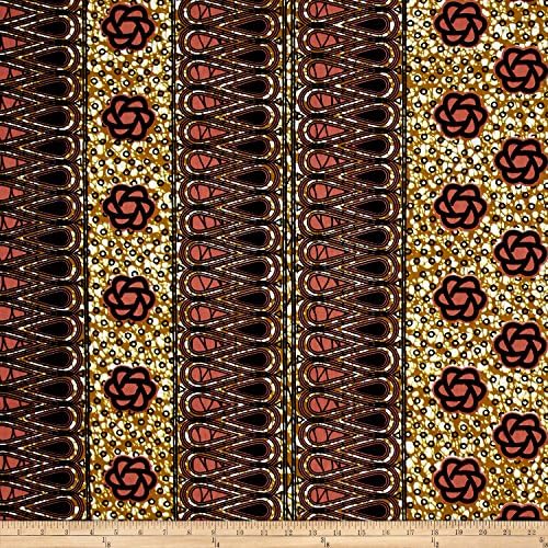 Supreme African Wax Print 6 Yard Tan/Peach/Indigo