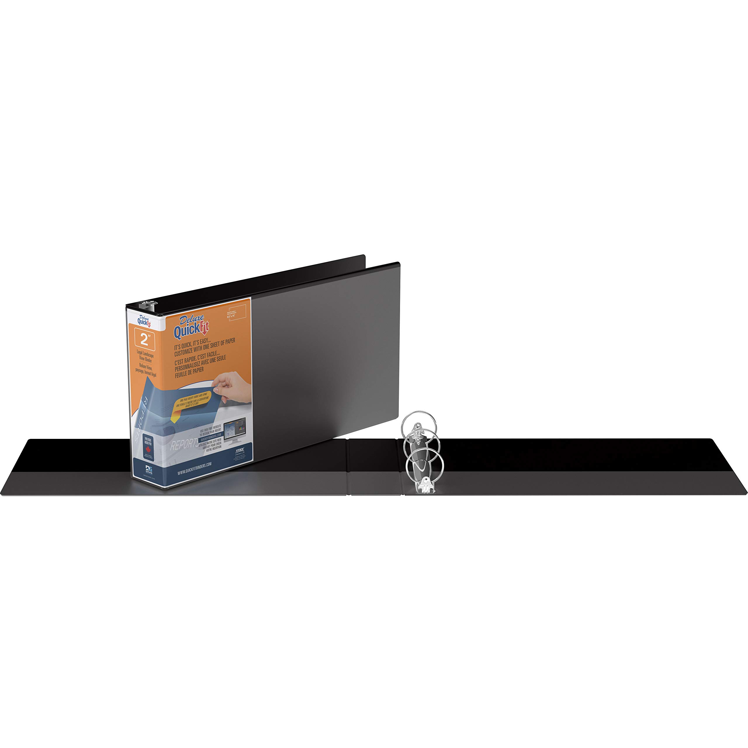 QuickFit Heavy Duty 8.5 x 14 Landscape Spreadsheet View Binder, 2 Inch, Round Ring, Black (95031L)