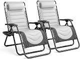 KEPLIN Set of 2 XXL Premium Heavy Duty Padded Zero Gravity Chairs Grey view 1