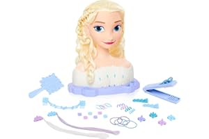 Disney Frozen Deluxe Elsa Styling Head, Blonde Hair, 18 Piece Pretend Play Set, Wear and Share Accessories, Officially Licens