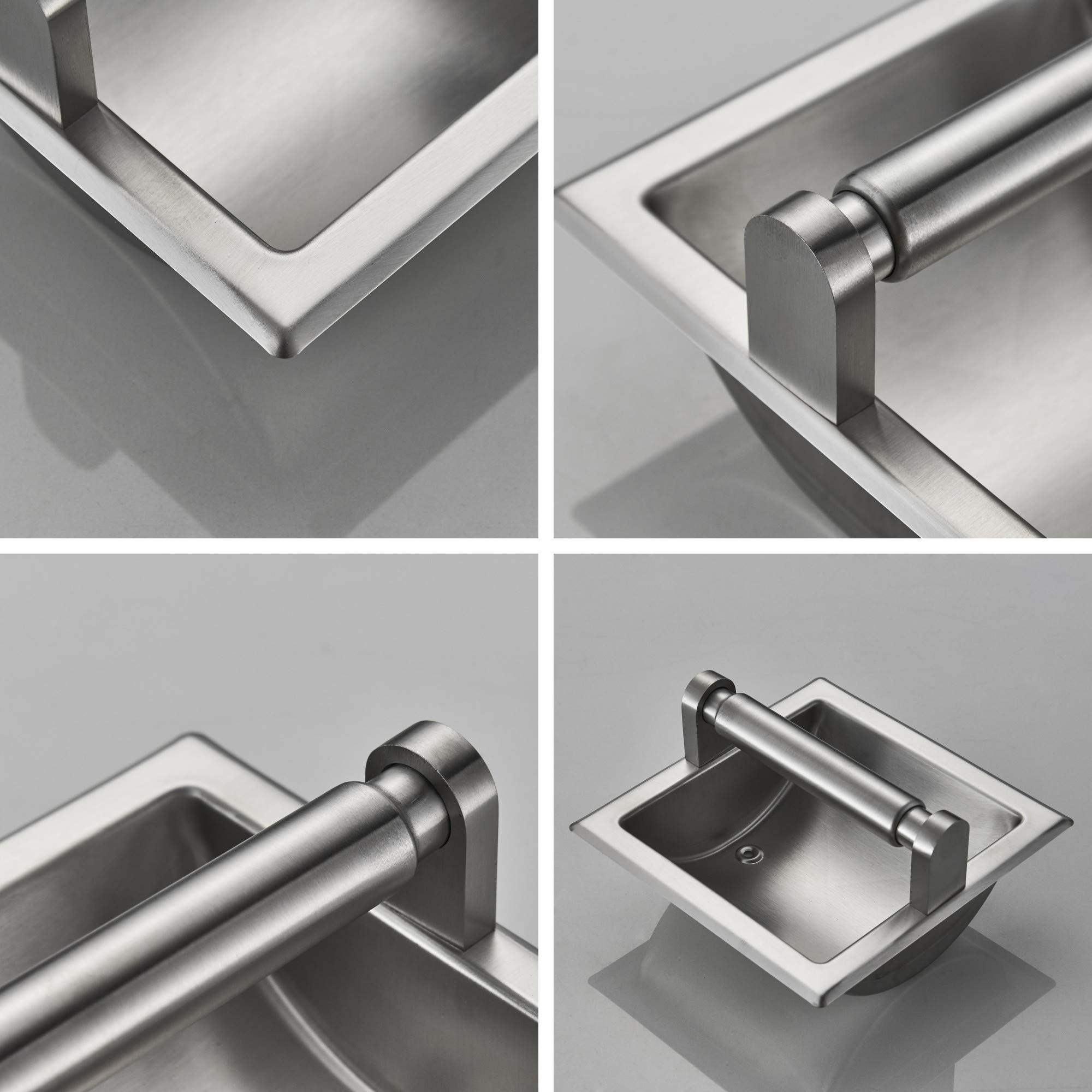 JunSun Brushed Nickel Recessed Toilet Paper Holder Tissue Paper Roll