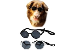 STYLE VAULT G001 Dog Cat Pet Costume Prop Round Sunglasses Medium Breeds 20-40 lbs (Black + White)