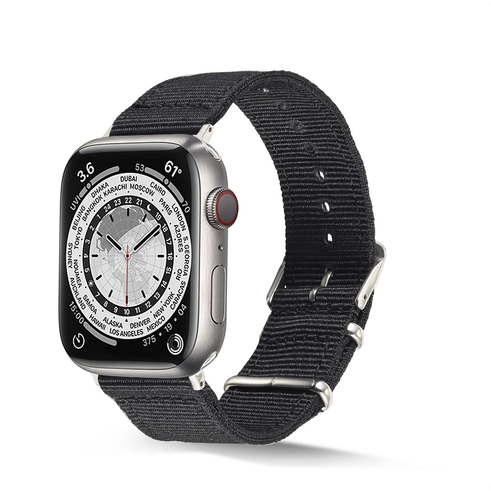 YOUR STORY - BUNDLE Premium Nylon Fabric Band NATO Style Smartwatch Replacement Compatible with Apple Watch Strap 38mm/40mm 42mm/44mm (For 42/44mm Apple Watch, Black&StripeBlue/White/Red&SP44mm)