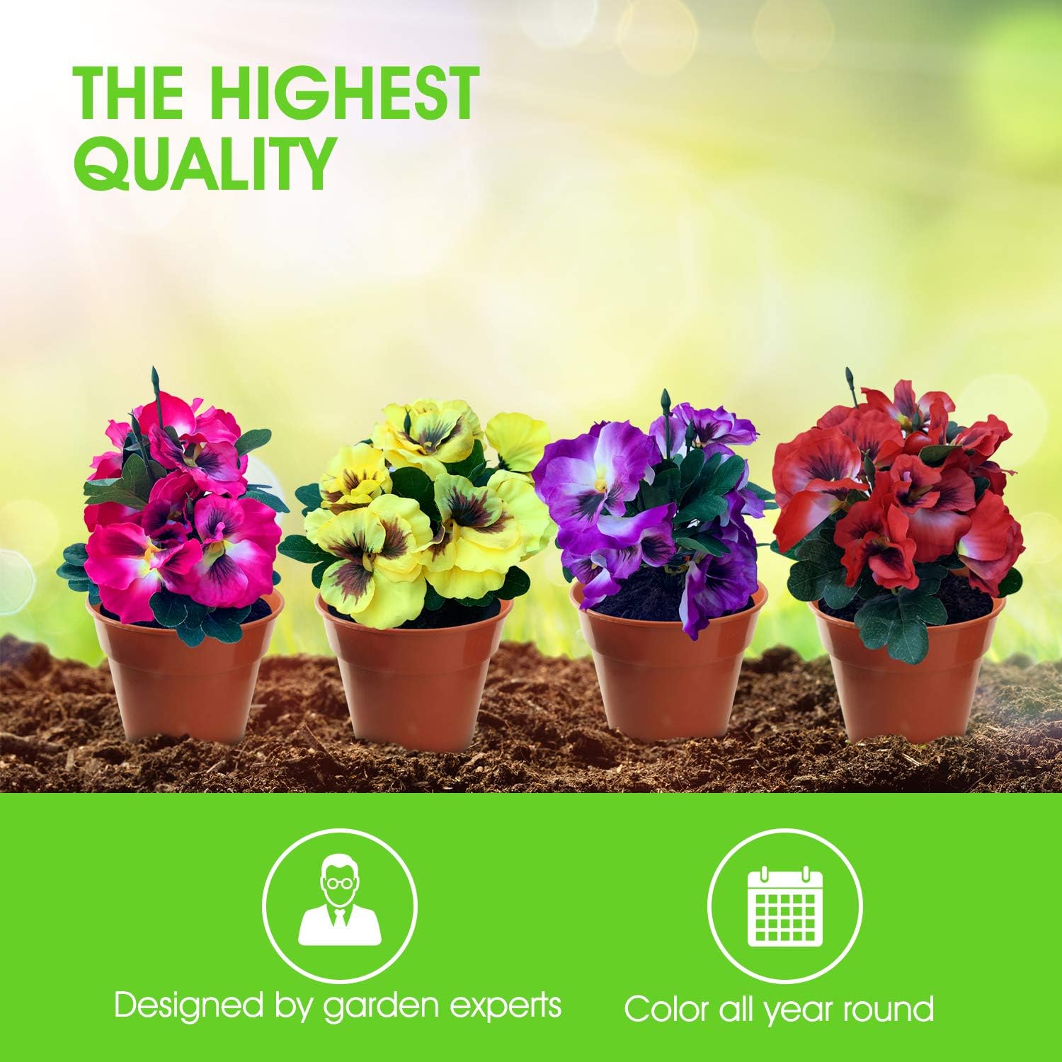 Garden 365 Artificial Pansy Flowers, Fake Plants for Outdoor or Indoor Use - Image 4