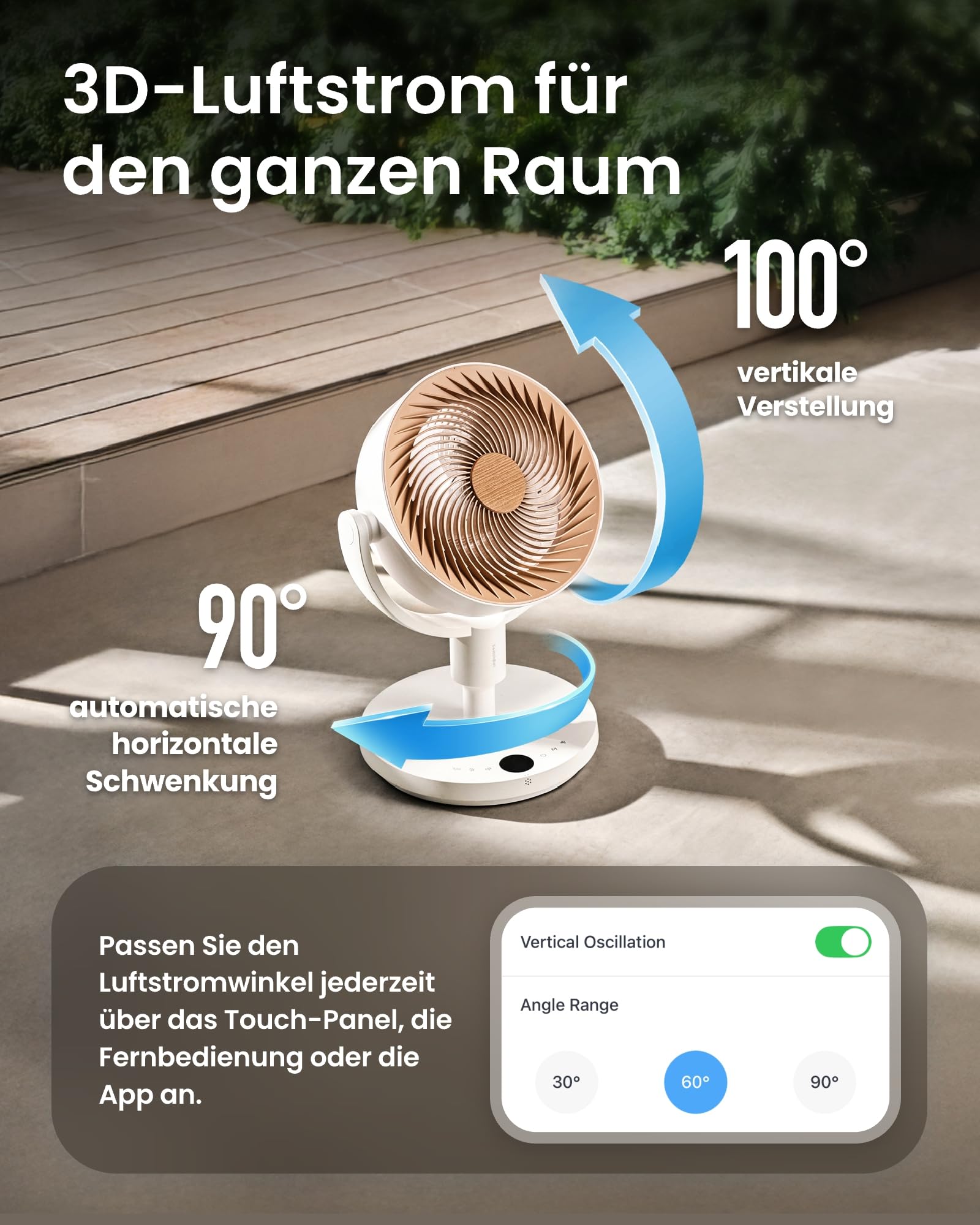SwitchBot Standventilator mit Luftzirkulation mit RGB-Beleuchtung, 22 dB-ultra-leise, Fernbedienung, Matter via Hub, 9,15 m³/min Luftstrom, höhenverstellbar, 4 Modi, 9 Geschwindigkeiten, 9h-Timer 2