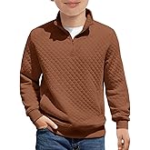 Haloumoning Boys Quarter Zip Quilted Sweatshirts Kids Fashion Long Sleeve Pullover Clothes 5-14 Years
