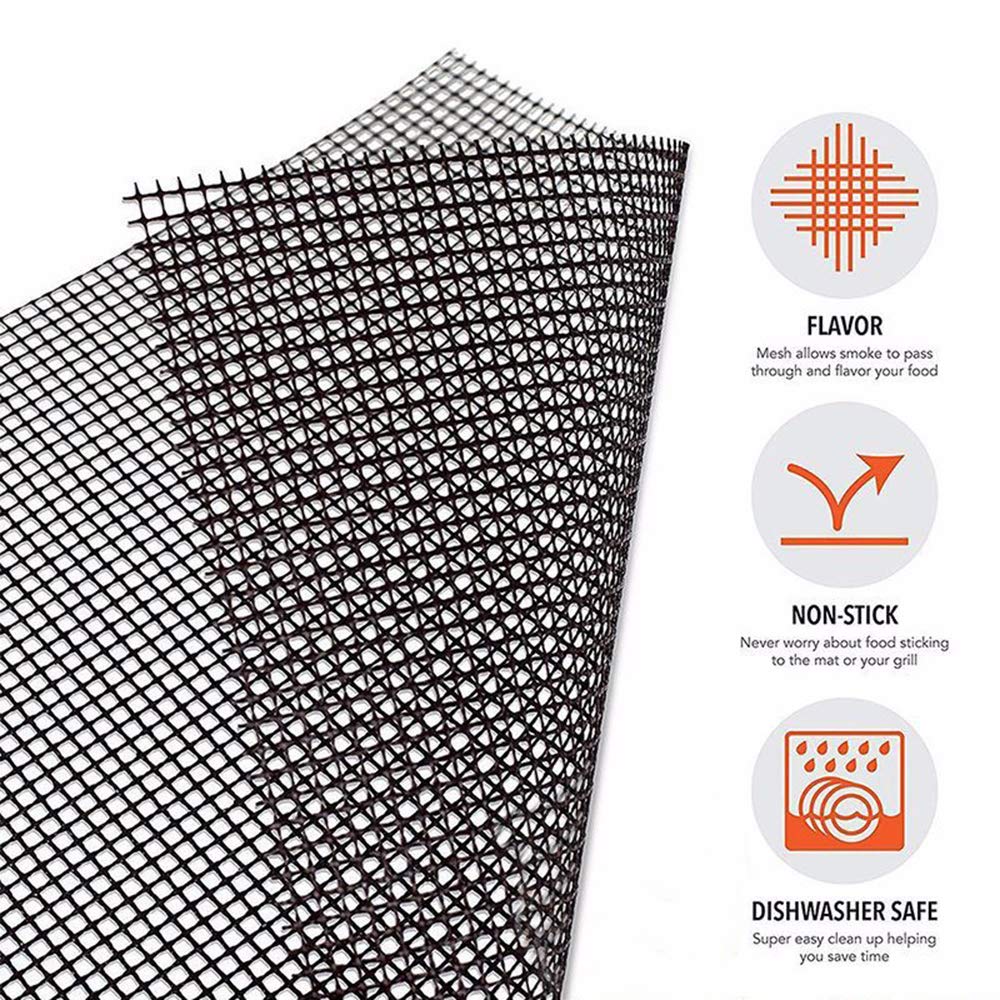 WEISIPU 3PCS BBQ Grill Mesh Mat - Glass Fiber Non-Stick Mats BBQ Grilling Mats Works on Grill Oven Stove Pans Outdoor Camping Picnics BBQ Tools...