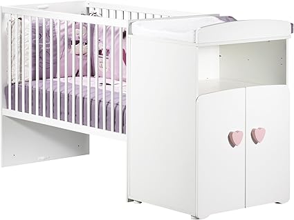 Baby Price New Basic Lit Bebe Combine Evolutif Avec Bouton Cœur Rose 1 X 60 Cm En 90 X 190 Cm Amazon Fr Bebes Puericulture