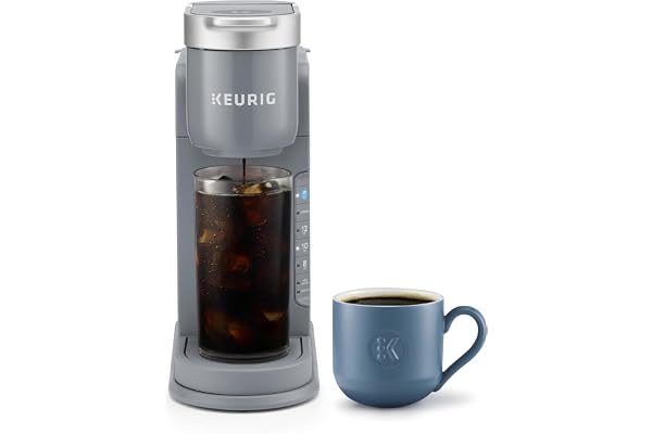 Keurig K-Iced Single Serve K-Cup Pod Coffee Maker, Featuring Simple Push Blue Button Brew Over Ice, Grey