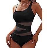 Blooming Jelly Women's Sexy One Piece Bathing Suits One Shoulder Swimsuits Slimming Mesh Swimwear