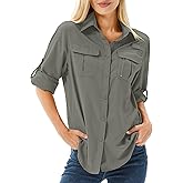 Toumett Women's UPF 50 Long Sleeve Sun Protection Shirts Safari Fishing Hiking