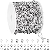 YOUBEIYEE 5 Meters Stainless Steel Chains for Jewelry Making Embossed Oval Bulk Chain Decorative Craft Chain Roll