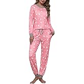 Soft Womens Pajama Sets Cotton Long Sleeve Pj Sets Comfy 2 Piece Sleepwear Cozy Loungewear Nightwear With Pockets