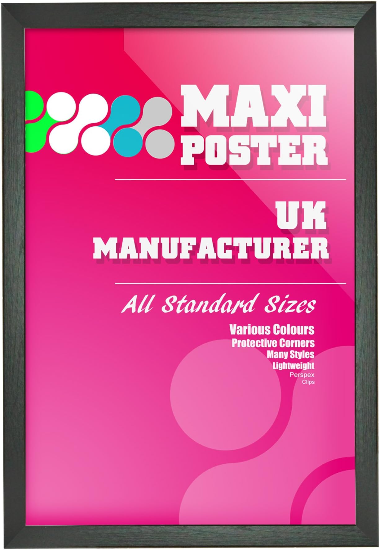 BLACK 4 CM THICK FLAT SHAPE Moulding Perfect Frame for MAXI Poster 61x91.5CM 24 x 36 IN Brand New by JD Framing Factory