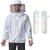 Professional Bee Jacket for Men & Women with Round Veil, Beekeeping Jacket with Ventilated Glove, Beekeeper Jackets Bee Outfit for Backyard and Bee Keeper XXXL
