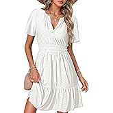 Simplee Womens 2026 Summer Mini Dress Eyelet Short Sleeve Cocktail Short Dresses Cute A Line Sun Dress with Pockets