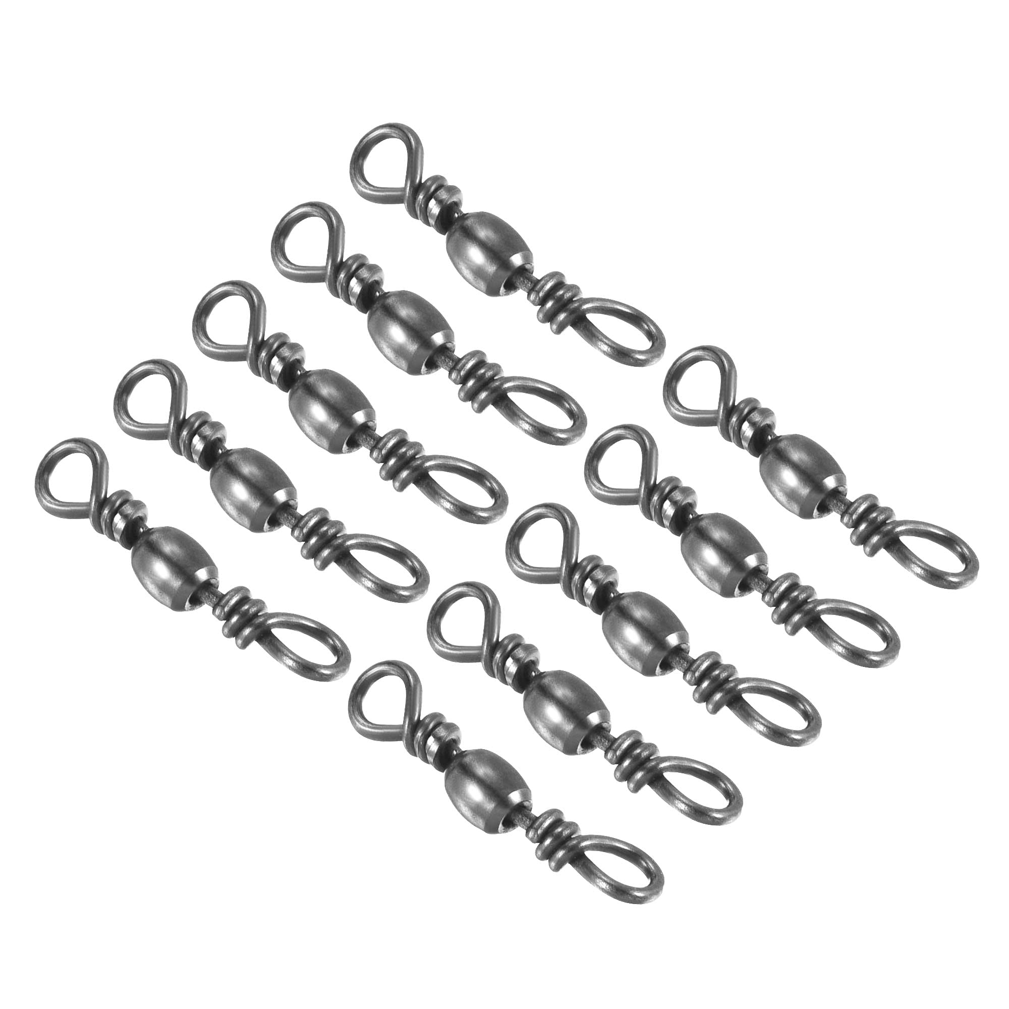 PATIKIL Fishing Barrel Swivels, 100Pcs 30LBS Stainless Steel Solid Ring Terminal Tackle for Saltwater Freshwater Fishing, Black