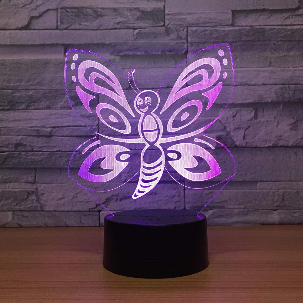 Butterfly 3D Led Night Lamp Seven Colors Touch Control Led