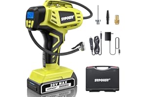 SYPOUSY Cordless Tire Inflator Air Compressor, Portable Air Tire Pump,Faster Tire Inflator with 20V Rechargeable Battery,Dual Power Supply Modes,Air Pump for Car Tires,E-Bike etc. (Apple Green 2)
