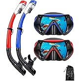 Snorkeling Gear for Adults, Dry Snorkel Mask Set, Scuba Diving Snorkle mask Set Adult, Panoramic Wide View Anti-Fog Dive mask, Swimming Diving Snorkeling Packages