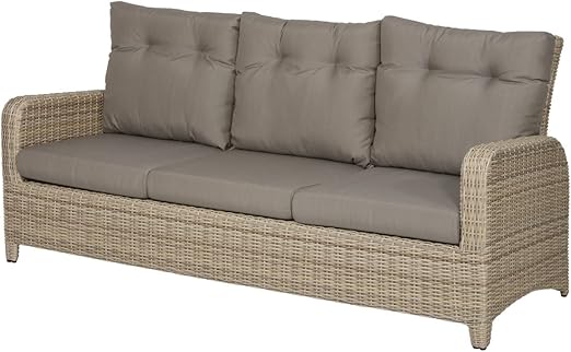 Lifestyle4living Gartenbank 3 Sitzer Aus Polyrattan Geflecht Beige Inkl Kissen In Grau Die Loungebank Ist Wetterfest Ideal Fur Garten Terrasse Und Balkon Amazon De Kuche Haushalt