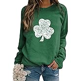 DIACACY Women’s Shamrock Crew Neck Long Sleeve Shirt Casual Tunic Pullover Clover St Patricks Day Loose Comfy Sweatshirts