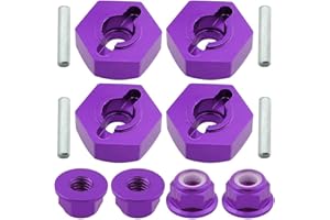 Hobbypark 12mm Aluminum Wheel Hex Drive Hub Adapters (4P) & M4 Locknuts (4P) for Redcat Racing ExceedRC HSP Himoto RC Hobby Car Accessories Purple