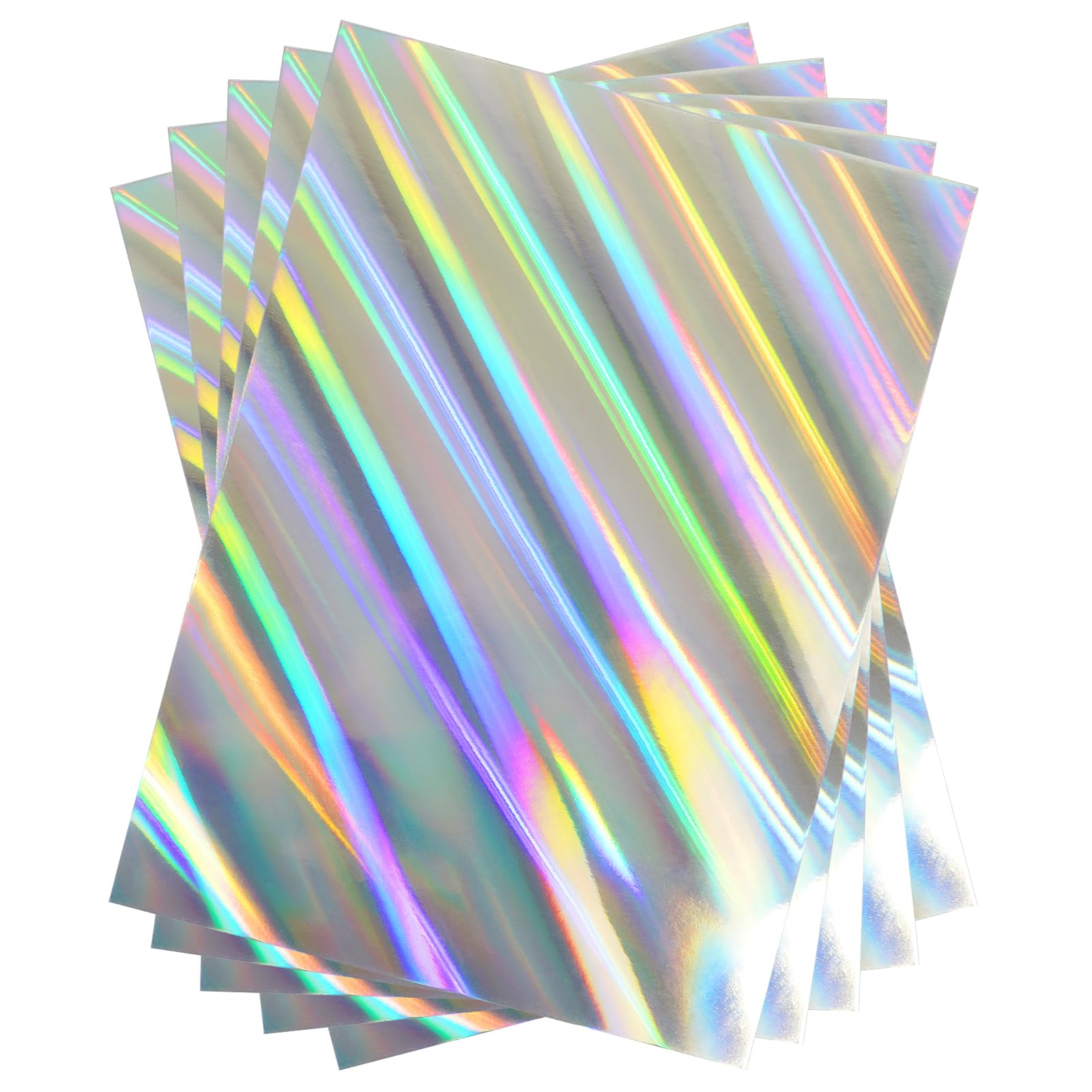 STRBOXONG A4 Holographic Oblique Beam Card 250gsm 297mm x 210mm Metallic Silver Cardstock Foil Paper for Arts and Crafts Scrapbooking Shimmer Mirror Finished Shiny Sheets (10 Sheets)
