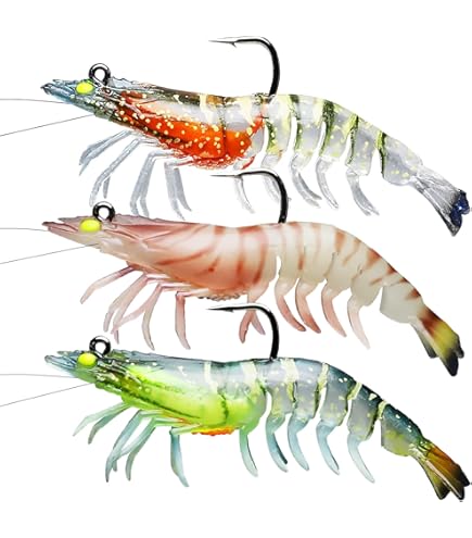 Lot De 30 Leurres Souples Pour Crevettes Avec Crochet Et