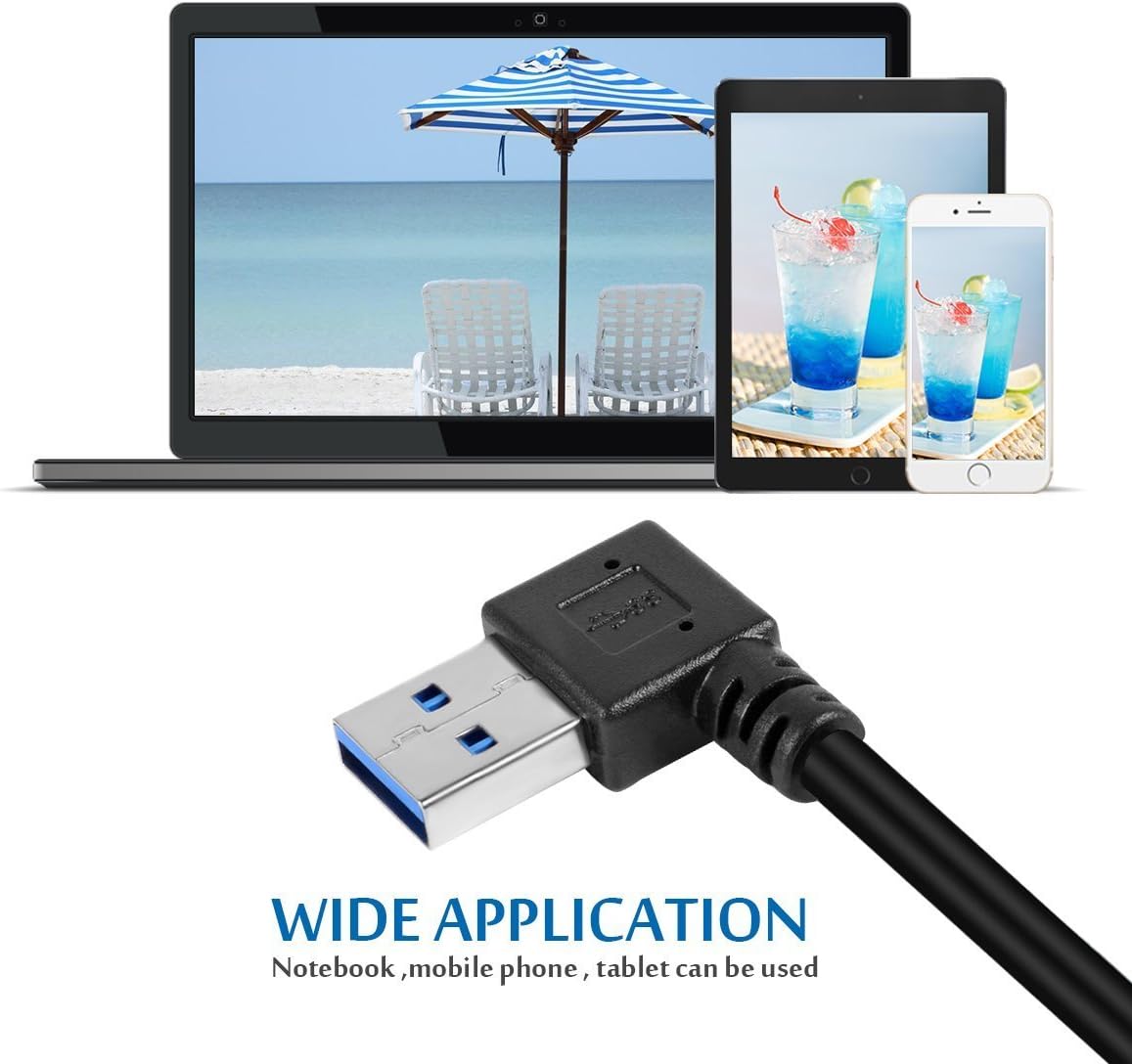UCEC 2 Pack Short USB Extender, USB 3.0 Extension Lead Male to Female Extension Cable, 90 Degree Adapter, Left and Right Angle, Black - Image 5