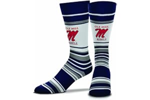 For Bare Feet Collegiate University Striped Dress Socks, One Size Fits Most Footwear for Men Women Youth, Game Day Apparel
