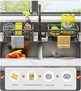 ViVaVee Sink Caddy Kitchen Storage Organiser with Sponge Holder Black view 2