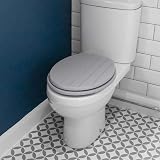 Harbour Housewares Soft Close Toilet Seat Grey Oval Wooden Hygienic MDF Hinges view 5