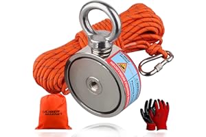 ULIBERMAGNET Double Sided Fishing Magnet Set Combine 700lb Recovery Salvage N52 Neodymium Magnets with Rope，Underwater for Se