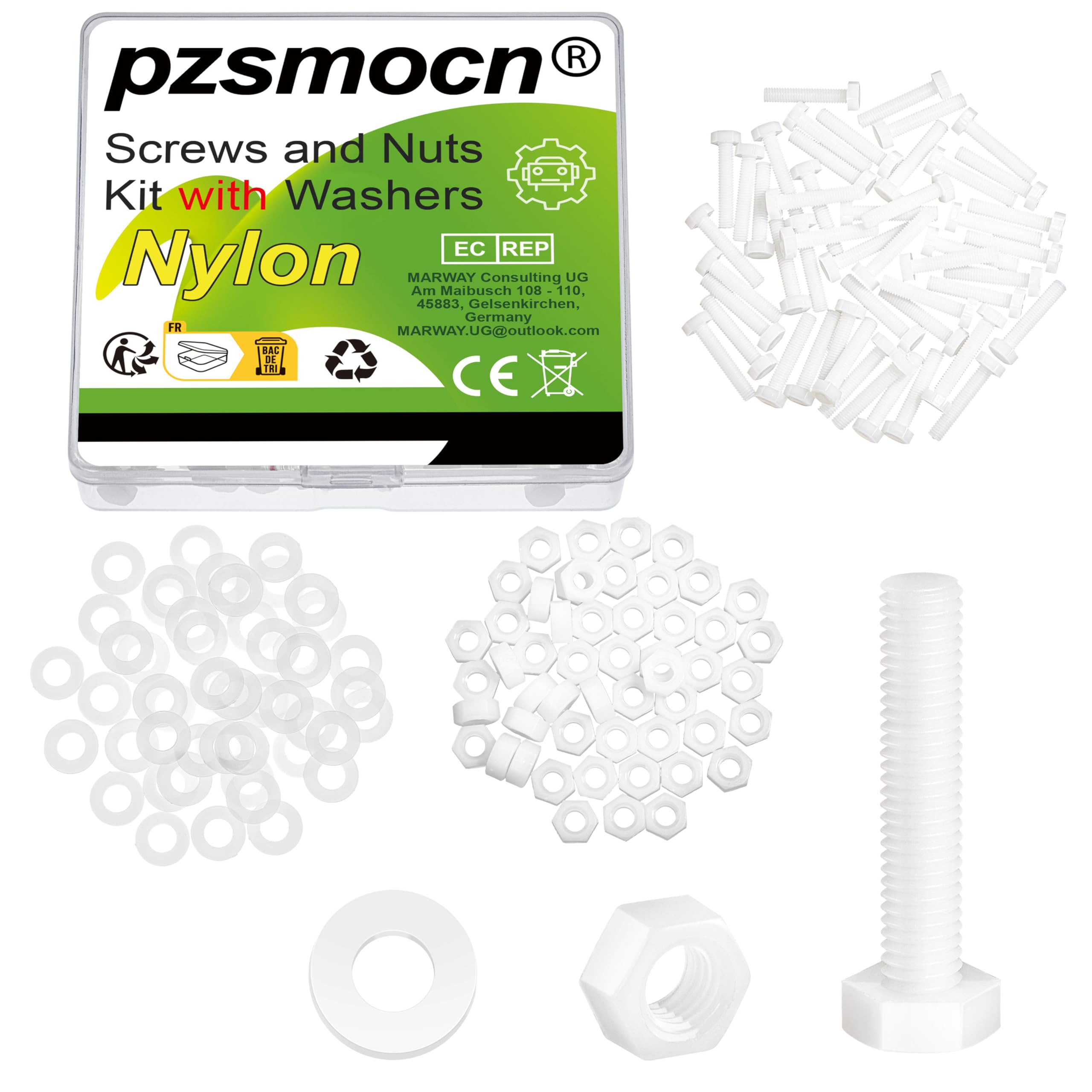 Pzsmocn 150 Pieces/50 Sets M5*25 mm Plastic White