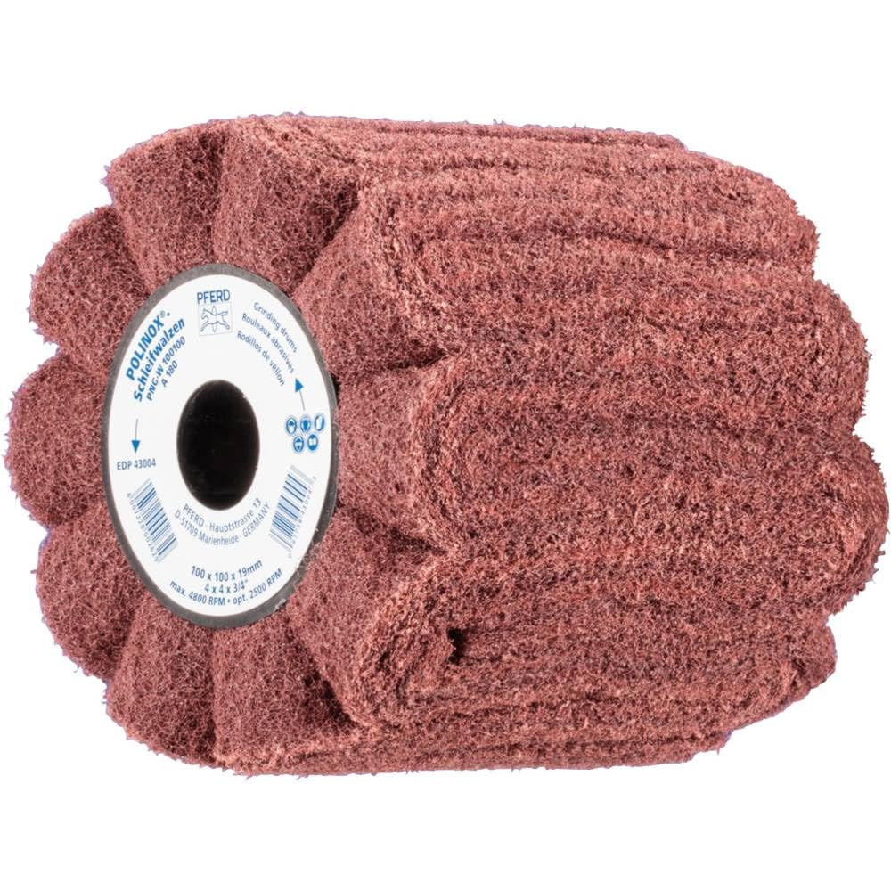 PFERD Polinox 44641202 Abrasive Roller PNG | 100 x 100 mm, Wedge Groove 19 mm, Corundum A180 | for Seamless Strip Mats