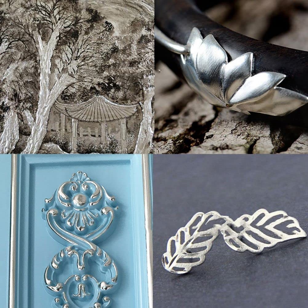 100pcs Imitation Silver Leaf for Arts, Silver Plating Process, Painting, Furniture Decoration, Imitation Silver Foil Sheets 5.5